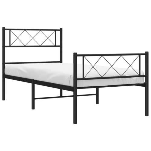 Metalni okvir kreveta uzglavlje i podnožje crni 107x203 cm - Crna 107 x 203 cm s uzglavljem i podnožjem Cijena