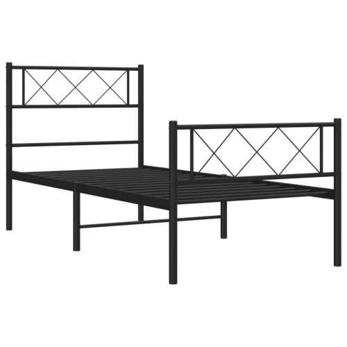 Metalni okvir kreveta uzglavlje i podnožje crni 107x203 cm - Crna 107 x 203 cm s uzglavljem i podnožjem Cijena