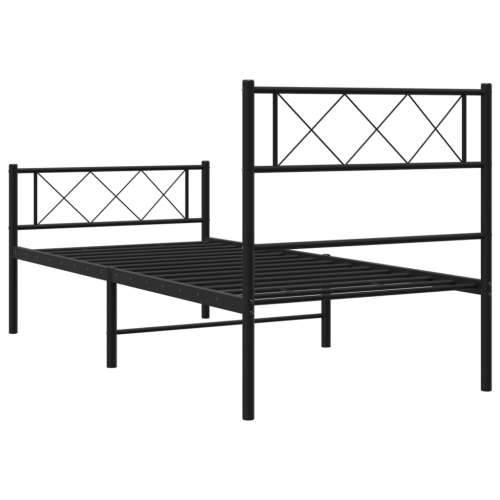 Metalni okvir kreveta uzglavlje i podnožje crni 107x203 cm - Crna 107 x 203 cm s uzglavljem i podnožjem Cijena