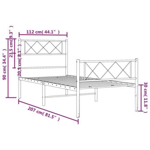 Metalni okvir kreveta uzglavlje i podnožje crni 107x203 cm - Crna 107 x 203 cm s uzglavljem i podnožjem Cijena