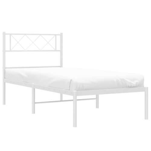 Metalni okvir krevet bez madraca s uzglavljem bijeli 75x190 cm - Bijela 75 x 190 cm s uzglavljem Cijena