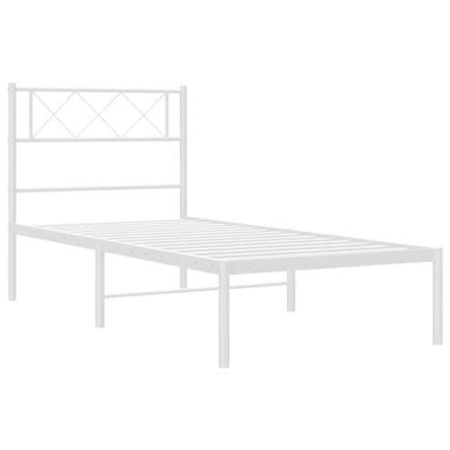 Metalni okvir krevet bez madraca s uzglavljem bijeli 75x190 cm - Bijela 75 x 190 cm s uzglavljem Cijena