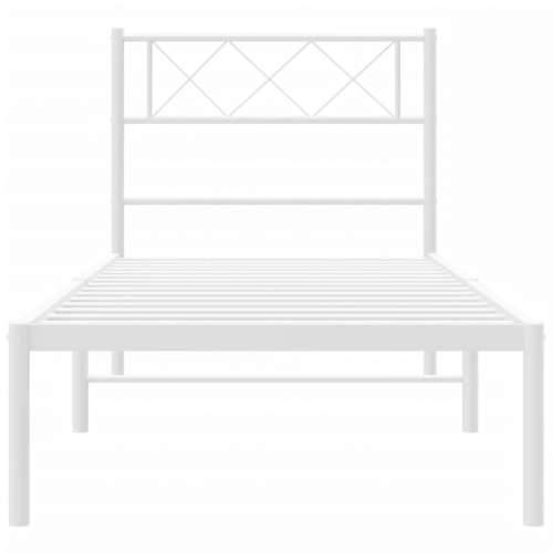 Metalni okvir krevet bez madraca s uzglavljem bijeli 75x190 cm - Bijela 75 x 190 cm s uzglavljem Cijena