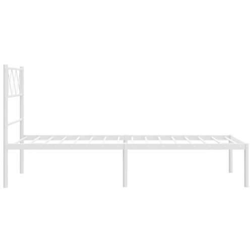 Metalni okvir krevet bez madraca s uzglavljem bijeli 75x190 cm - Bijela 75 x 190 cm s uzglavljem Cijena