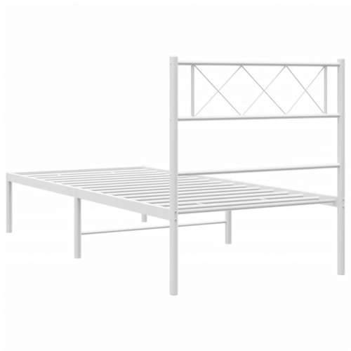 Metalni okvir krevet bez madraca s uzglavljem bijeli 75x190 cm - Bijela 75 x 190 cm s uzglavljem Cijena