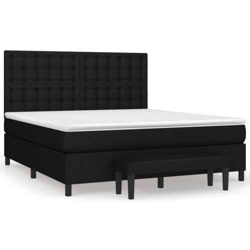 Krevet s oprugama i madracem crni 160x200 cm od tkanine - Crna 160 x 200 cm gumbi Cijena
