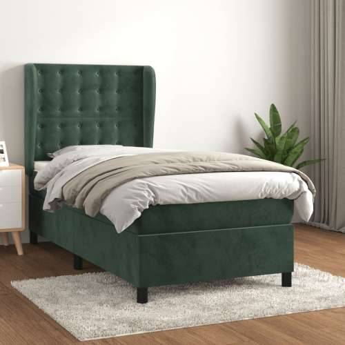 Box spring krevet s madracem tamnozeleni 90x190 cm baršunasti - Tamnozelena 90 x 190 cm gumbi Cijena
