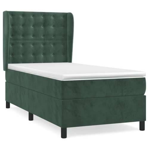 Box spring krevet s madracem tamnozeleni 90x190 cm baršunasti - Tamnozelena 90 x 190 cm gumbi Cijena