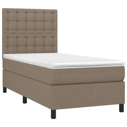 Krevet box spring s madracem LED smeđesivi 90x190 cm tkanina - Sivo-smeđa 90 x 190 cm gumbi Cijena
