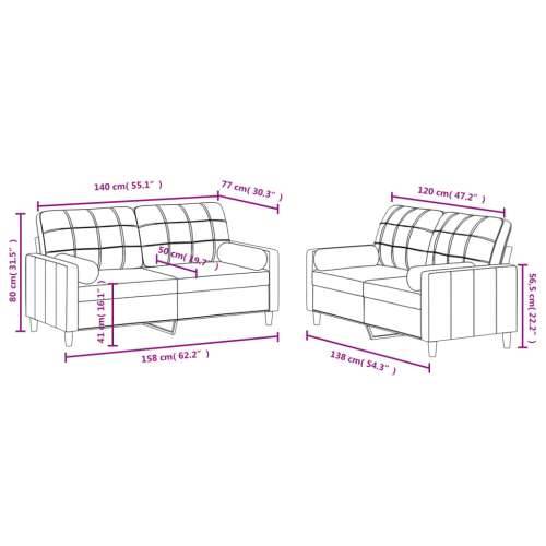2-dijelni set sofa s jastucima smeđi od tkanine - Smeđa s jastučićima Cijena