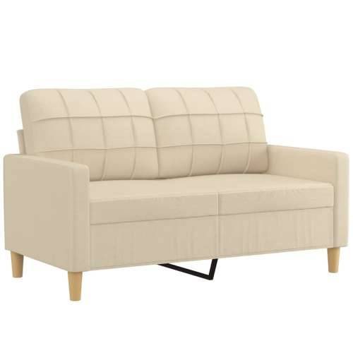 3-dijelni set sofa s jastucima krem od mikrovlakana - Krema s jastucima i tabureom Cijena