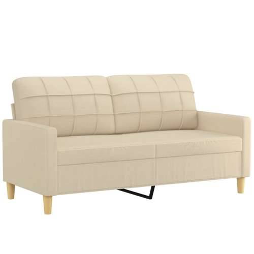 3-dijelni set sofa s jastucima krem od mikrovlakana - Krema s jastucima i tabureom Cijena
