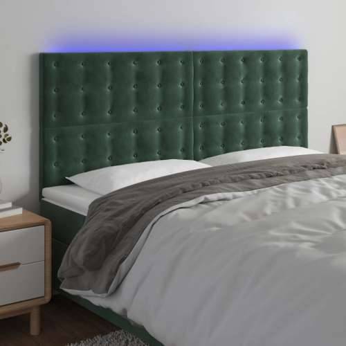 LED uzglavlje tamnozeleno 180x5x118/128 cm baršunasto - Tamnozelena 180 x 5 x 118/128 cm 1 Cijena
