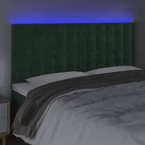 LED uzglavlje tamnozeleno 180x5x118/128 cm baršunasto - Tamnozelena 180 x 5 x 118/128 cm 1 Cijena