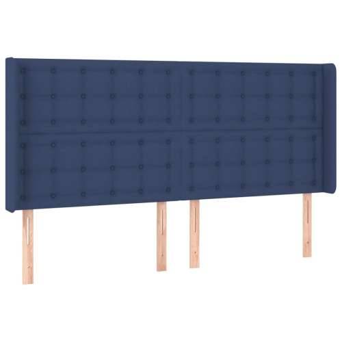 Krevet box spring s madracem LED plavi 180x200 cm od tkanine - Plava 180 x 200 cm gumbi Cijena