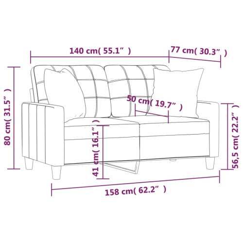 Dvosjed s ukrasnim jastucima boja crna 140 cm umjetna koža - Crna 140 cm Cijena