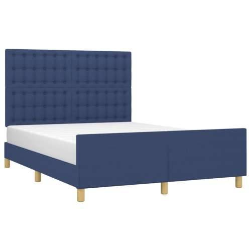 Okvir za krevet bez madraca plavi 140 x 190 cm od tkanine - Plava 140 x 190 cm gumbi Cijena