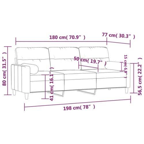 Trosjed s ukrasnim jastucima svjetlosivi 180 cm od tkanine - Svjetlosiva 180 cm Cijena