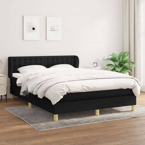 Krevet s oprugama i madracem crni 140 x 190 cm od tkanine - Crna 140 x 190 cm gumbi Cijena