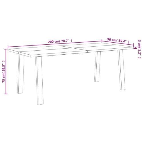 Blagovaonski stol 200x90x75 cm od masivnog bagremovog drva - 1 200 cm Cijena