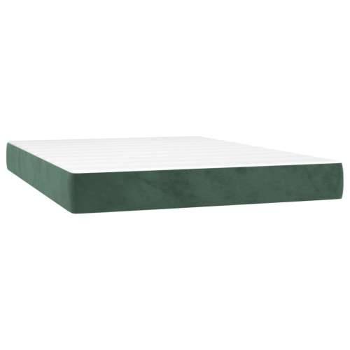 Krevet s oprugama i madracem tamnozeleni 140x190 cm baršunasti - Tamnozelena 140 x 190 cm gumbi Cijena