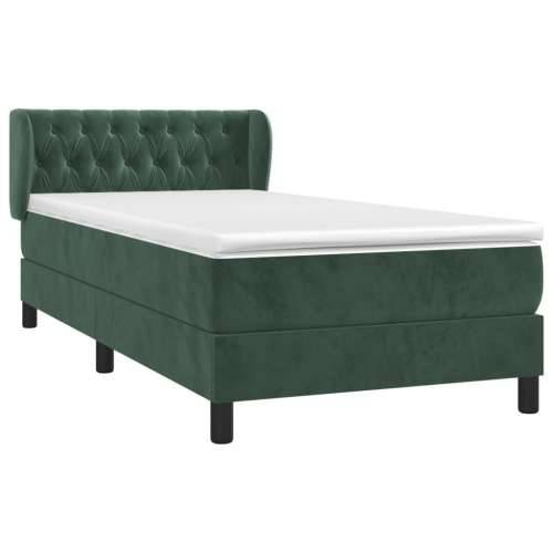 Box spring krevet s madracem tamnozeleni 90x190 cm baršunasti - Tamnozelena 90 x 190 cm Dizajn s gumbima Cijena