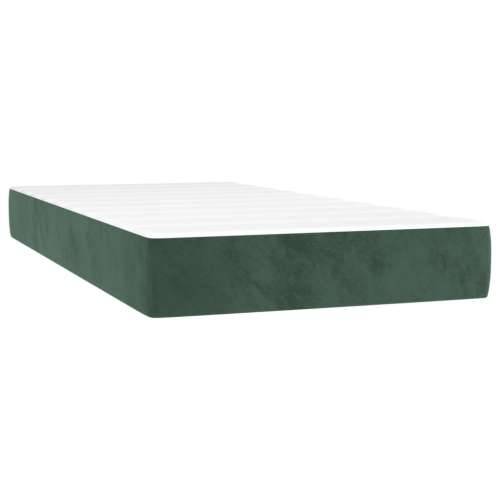 Box spring krevet s madracem tamnozeleni 90x190 cm baršunasti - Tamnozelena 90 x 190 cm Dizajn s gumbima Cijena