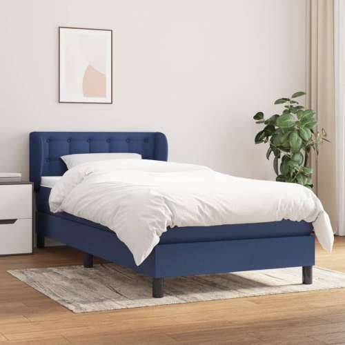 Krevet s oprugama i madracem plavi 90 x 190 cm od tkanine - Plava 90 x 190 cm gumbi Cijena