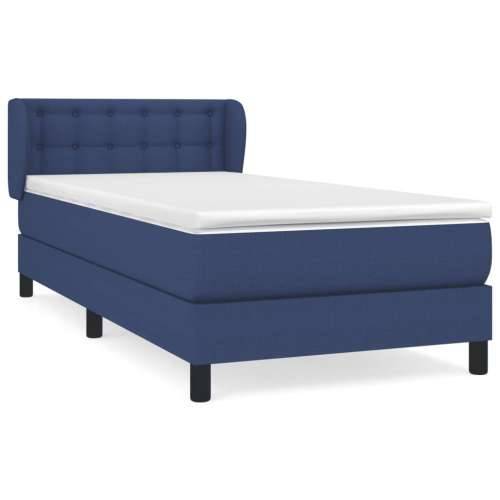Krevet s oprugama i madracem plavi 90 x 190 cm od tkanine - Plava 90 x 190 cm gumbi Cijena