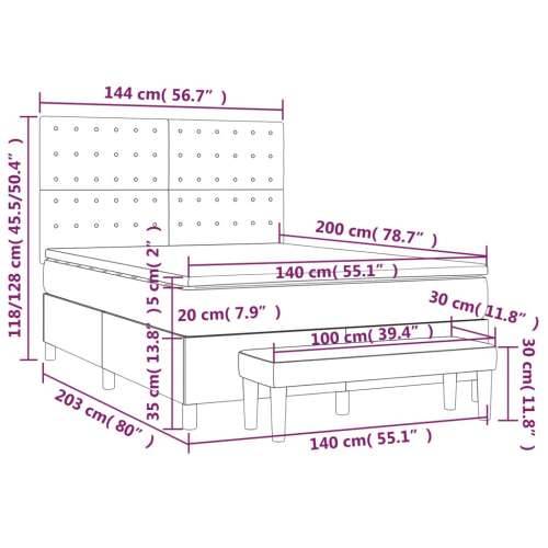 Krevet s oprugama i madracem crni 140x200 cm od tkanine - Crna 140 x 200 cm gumbi Cijena