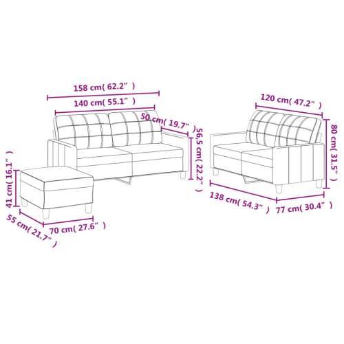 3-dijelni set sofa s jastucima sivi od umjetne kože - Siva s jastučićima i tabureom Cijena