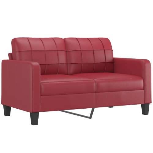 2-dijelni set sofa s jastucima boja vina od umjetne kože - boja crnog vina s jastučićima Cijena