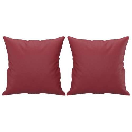 2-dijelni set sofa s jastucima boja vina od umjetne kože - boja crnog vina s jastučićima Cijena