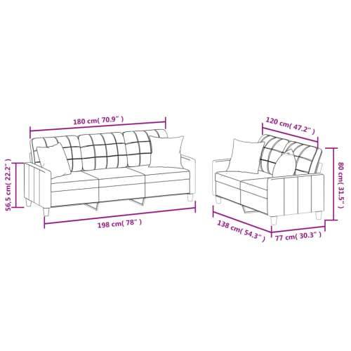2-dijelni set sofa s jastucima sivi od umjetne kože - Siva s jastučićima Cijena