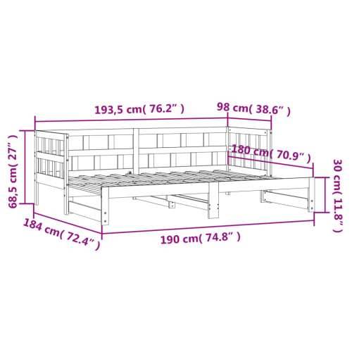 Dnevni krevet na razvlačenje bijeli 90x190 cm masivna borovina - Bijela 90 x 190 cm Cijena