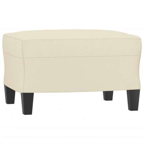 3-dijelni set sofa s jastucima krem od umjetne kože - Krema s jastučićima i tabureom Cijena