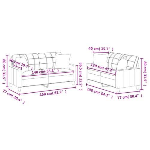 2-dijelni set sofa s jastucima sivi od umjetne kože - Siva s jastučićima Cijena