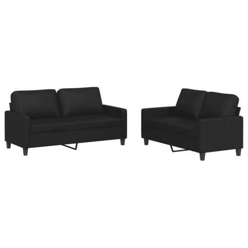 2-dijelni set sofa s jastucima crni od umjetne kože - Crna s jastučićima Cijena