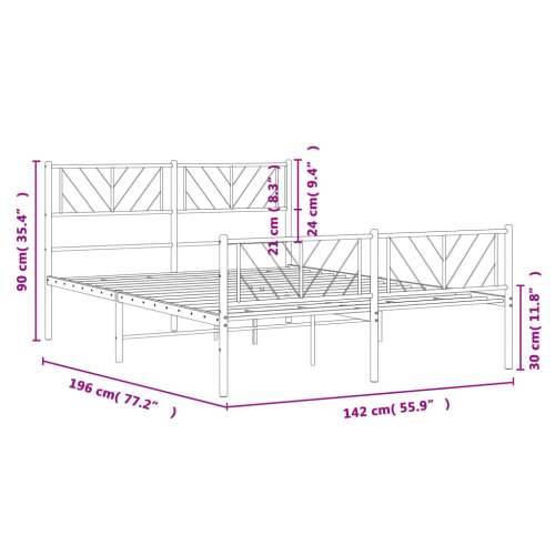 Metalni okvir kreveta uzglavlje i podnožje crni 135x190 cm - Crna 135 x 190 cm s uzglavljem i podnožjem Cijena