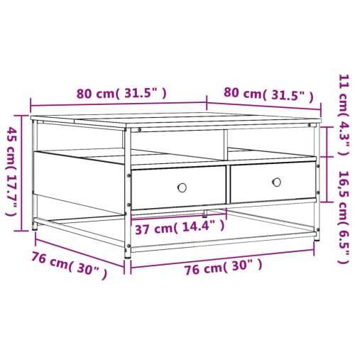 Stolić za kavu boja hrasta 80 x 80 x 45 cm konstruirano drvo - Dimljeni hrast 80 x 80 x 45 cm 1 Cijena