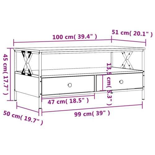 Stolić za kavu siva boja hrasta 100x51x45 cm konstruirano drvo - Sivi hrast sonoma 1 Cijena