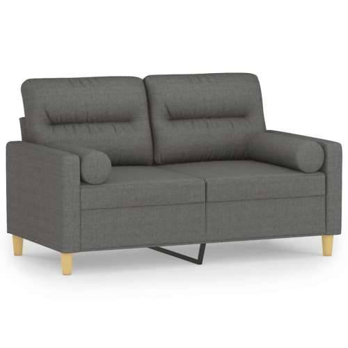 Dvosjed s ukrasnim jastucima tamnosivi 120 cm od tkanine - Tamno siva 120 cm Cijena