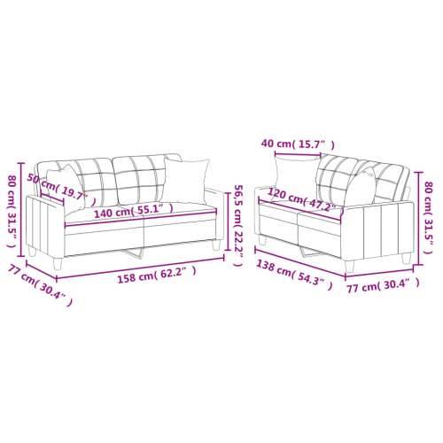 2-dijelni set sofa s jastucima crni od umjetne kože - Crna s jastučićima Cijena