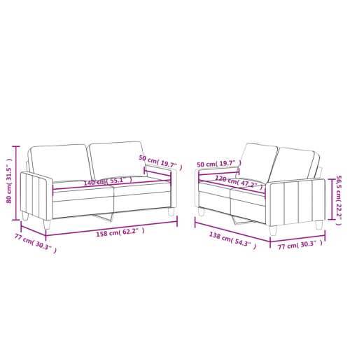 2-dijelni set sofa s jastucima boja cappuccina od umjetne kože - Boja cappuccina s jastučićima Cijena