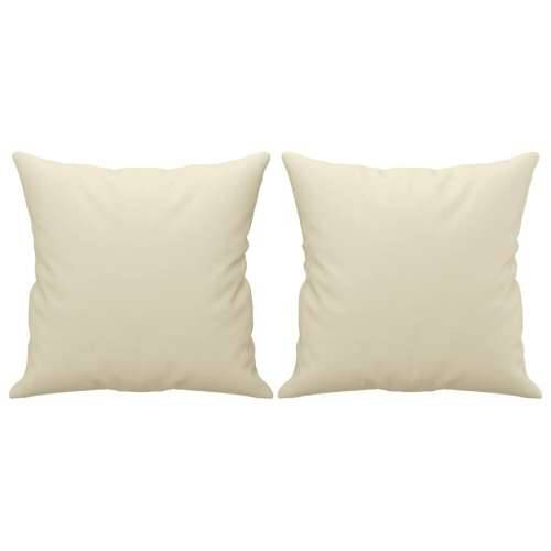 3-dijelni set sofa s jastucima krem od umjetne kože - Krema s jastucima i tabureom Cijena
