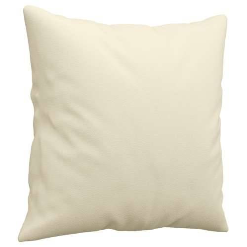 3-dijelni set sofa s jastucima krem od umjetne kože - Krema s jastucima i tabureom Cijena