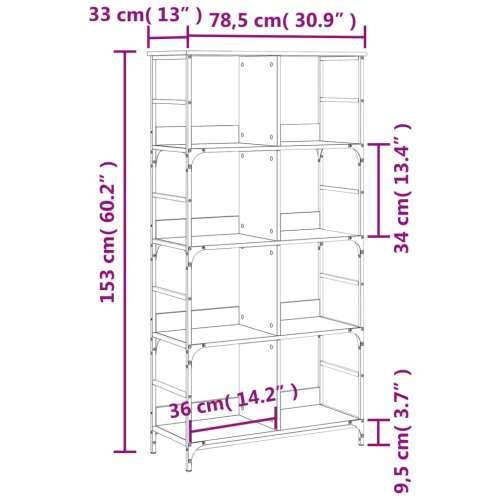 Police za knjige crne 78,5x33x153 cm konstruirano drvo - Crna 1 153 cm Cijena