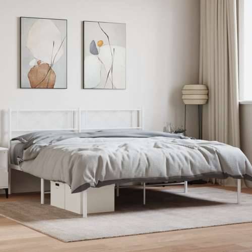 Metalni okvir za krevet s uzglavljem bijeli 140 x 190 cm - Bijela 140 x 190 cm s uzglavljem Cijena
