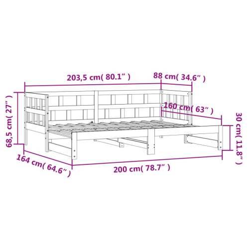 Dnevni krevet na razvlačenje bijeli 80x200 cm masivna borovina - Bijela 80 x 200 cm Cijena