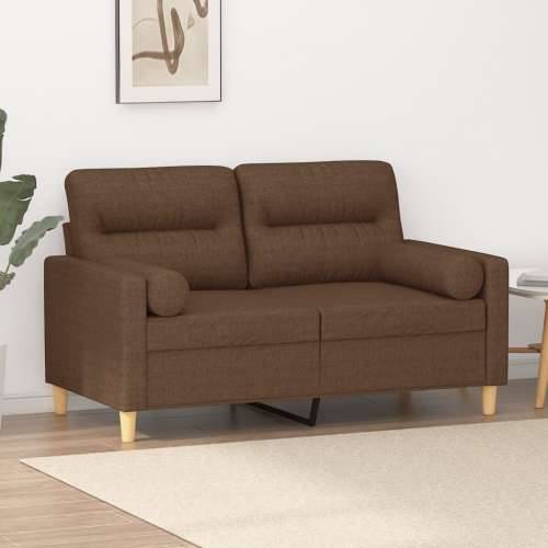 Dvosjed s ukrasnim jastucima smeđi 120 cm od tkanine - Smeđa 120 cm Cijena